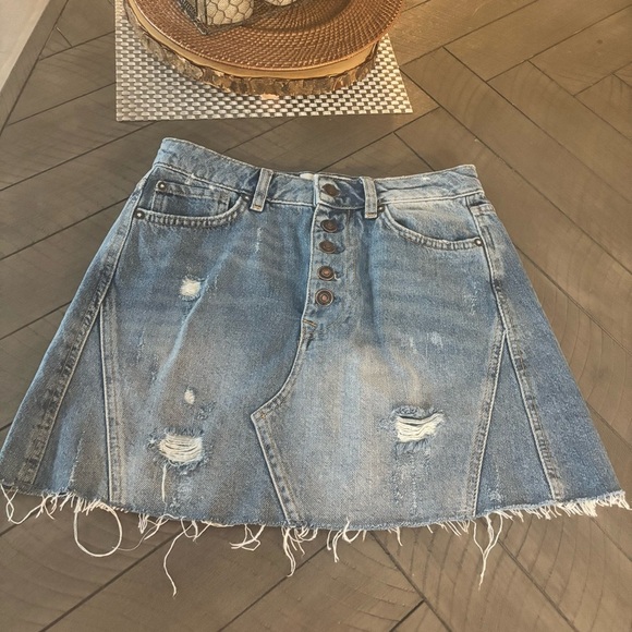 We The Free Asymmetrical Denim Skirt - Blue - Picture 2 of 4